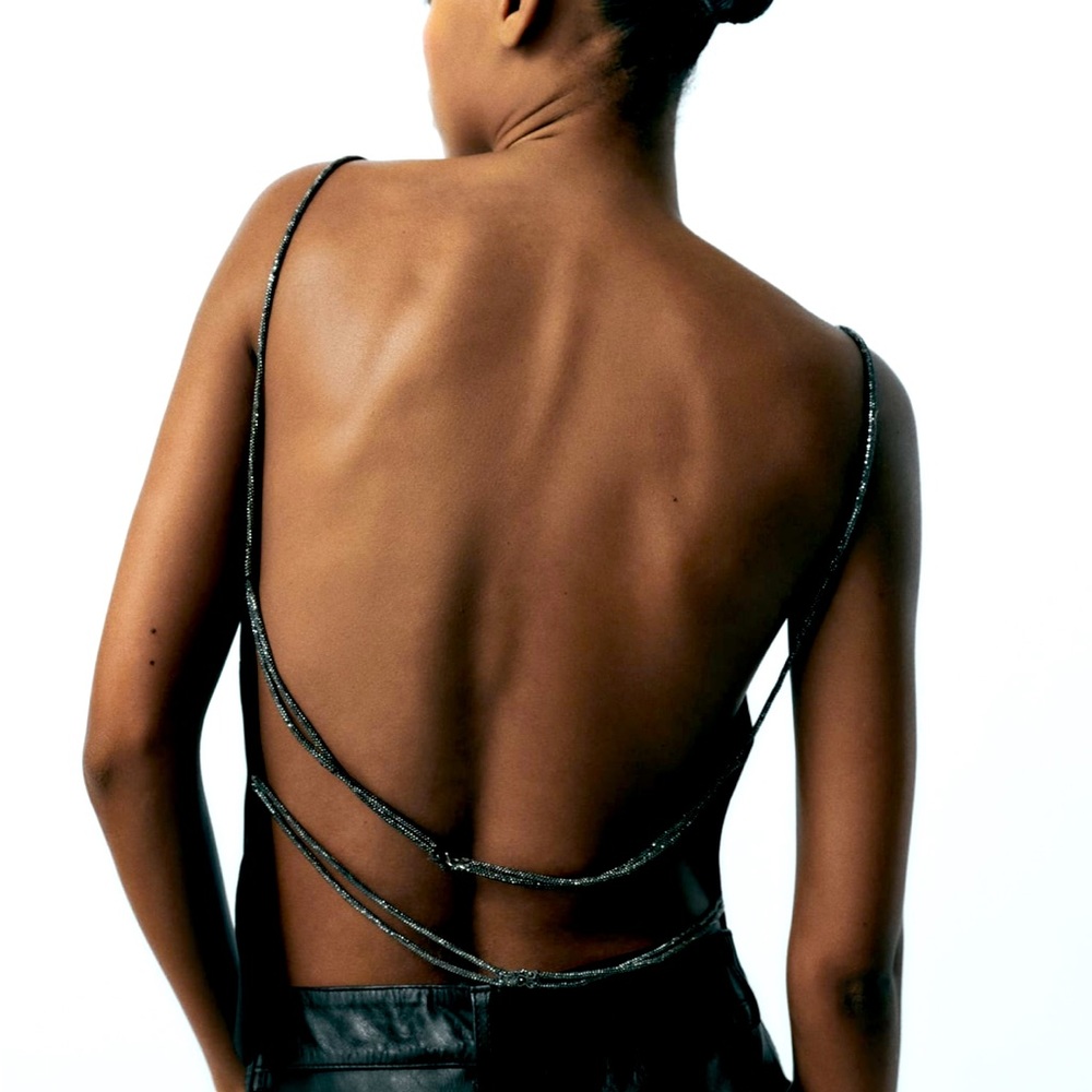 Zara Black Strappy Back Crop Top